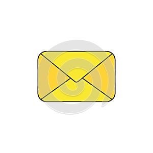 Vector icon of closed mail envelope. Black outlines and colored