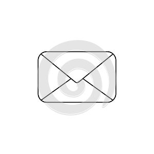 Vector icon of closed mail envelope. Black outline