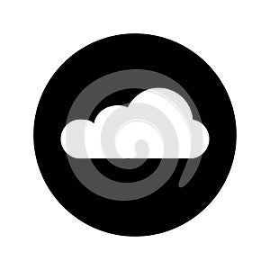 Vector icon of cloud. Black background. White cloud. Sign of weather. Symbol cloud. Button cloud. Flat design. EPS 10