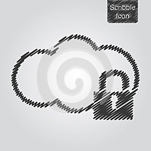 Vector icon of Cloud Security concept in scribble style