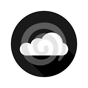 Vector icon of cloud. White cloud. Black background. Sign of cloud. Cloud with shadow. Flat design. EPS 10