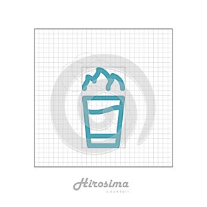 Vector icon of cocktail Hirosima with modular grid.