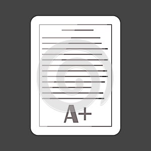 Vector icon colored sticker school form grades. Excellent test