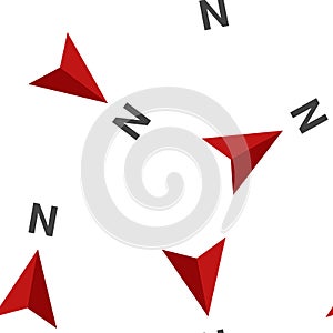 Vector icon of the compass. Illustration of a compass symbol for determining the sides of the world seamless pattern on a white