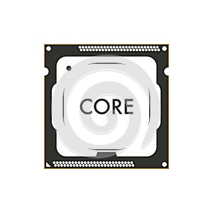 Vector Icon of computer chips. The processor has the inscription: CPU, chip, micro-chip, processor. Isolated on a blank, editable