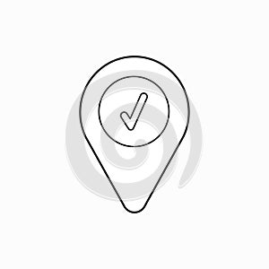 Vector icon concept of check mark inside map pointer