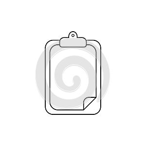 Vector icon concept of clipboard with blank paper. Black outline