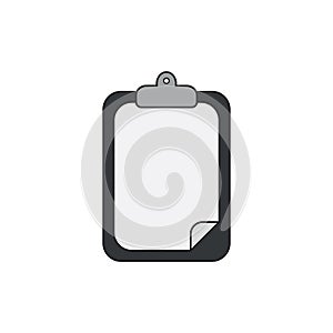Vector icon concept of clipboard with blank paper. Black outlines and colored