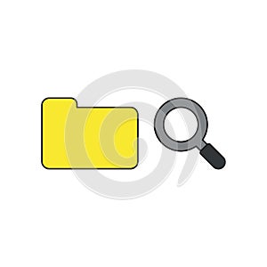 Vector icon concept of closed file folder with magnifying glass