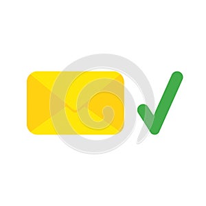Vector icon concept of closed mail envelope with check mark
