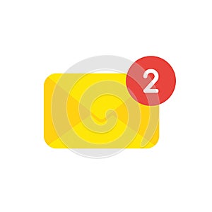 Vector icon concept of closed mail envelope with number two
