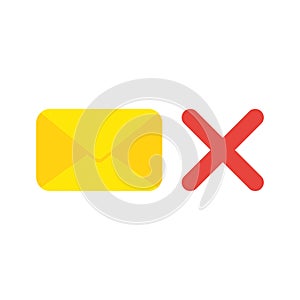 Vector icon concept of closed mail envelope with x mark