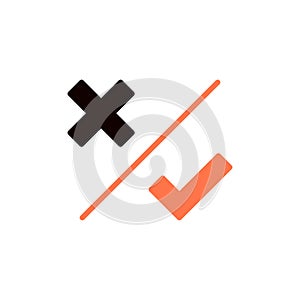 vector icon concept of cross or check for yes or no, survey and exam options