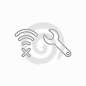 Vector icon concept of fix wifi connection problem and spanner