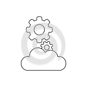 Vector icon concept of gears on cloud