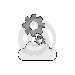 Vector icon concept of gears on cloud