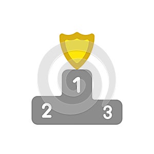 Vector icon concept of guard shield on firstplace of winners pod