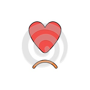 Vector icon concept of heart with sulking mouth