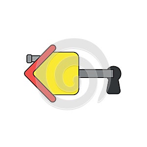 Vector icon concept of house key inside keyhole