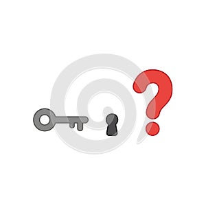 Vector icon concept of key and keyhole with question mark