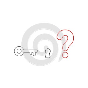 Vector icon concept of key and keyhole with question mark