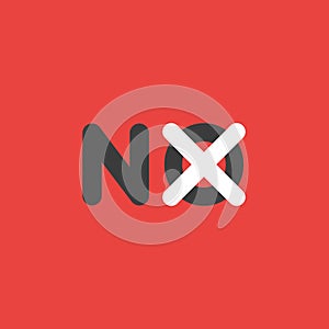Vector icon concept of no word with x mark on background
