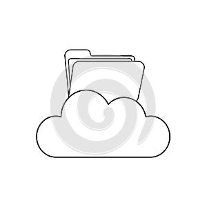 Vector icon concept of opened folder on cloud