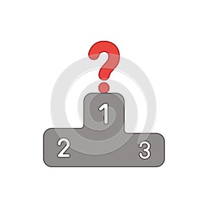 Vector icon concept of podium with first, second and third places and question mark