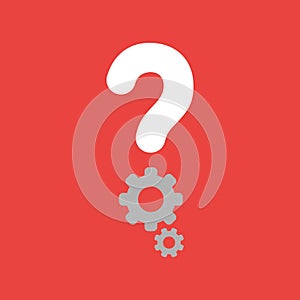 Vector icon concept of question mark with gears on red background