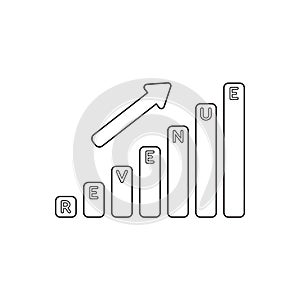 Vector icon concept of revenue sales bar graph up