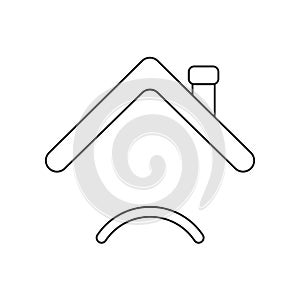 Vector icon concept of roof with sulking mouth