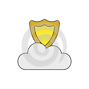 Vector icon concept of shield on cloud
