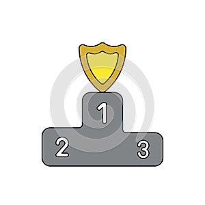 Vector icon concept of shield on firstplace of winners podium