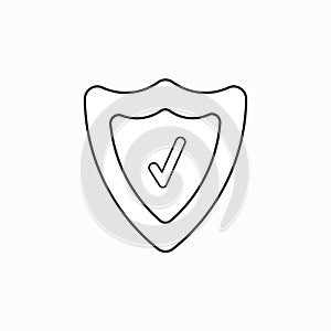 Vector icon concept of shield guard with check mark