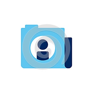 vector icon concept of social media users and folders. Can be used for human resources, technology, social media, office