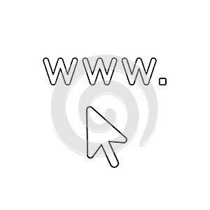 Vector icon concept of www. with mouse cursor