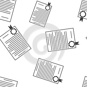 Vector icon of contract with stamp. Icon important document pattern on a white background