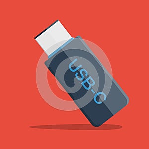 Vector icon of the device USB flash drive. USB type c and usb-c connection photo