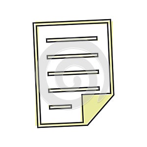 Vector icon of the document. Illustration of a business document cartoon style on white isolated background