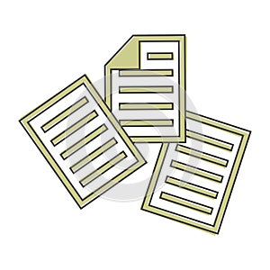 Vector icon of the document. Illustration of a business document cartoon style on white isolated background