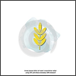 Vector icon ears of wheat, cereal. Ear of oats rye ears on white isolated background