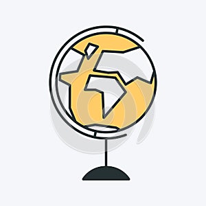 Vector icon of the Earth globe. World planet circle vector illustration. Also can be used as a logo, label, school