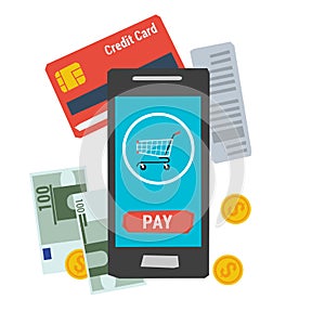 Vector icon easy online mobile payment