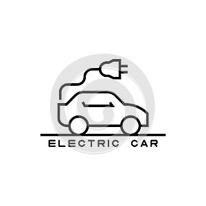 Vector icon of electric car in line style