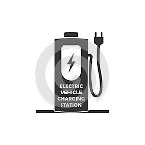 Vector icon for electric vehicle charging station. Electric car recharge icon.