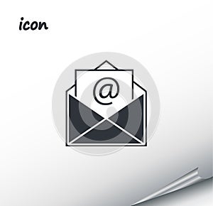 Vector icon envelope on a wrapped silver sheet