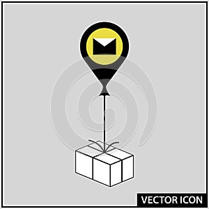 Vector icon fast parcel delivery by air