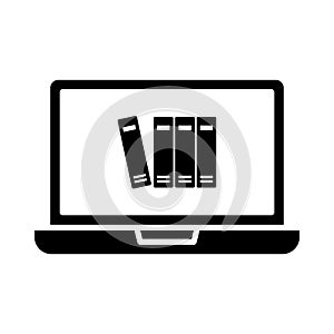 Vector icon of file and document storage on laptop or computer.