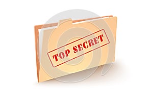Vector icon of folder with stamp of top secret.