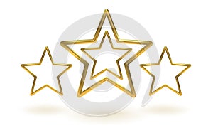 Vector icon of golden star on white background. Achievements for games or customer rating feedback of website